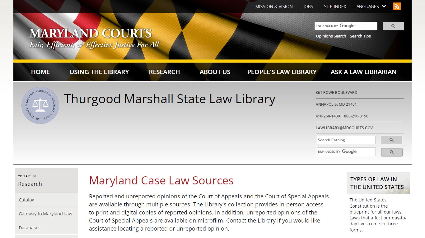 Maryland Case Law Sources | Maryland Courts