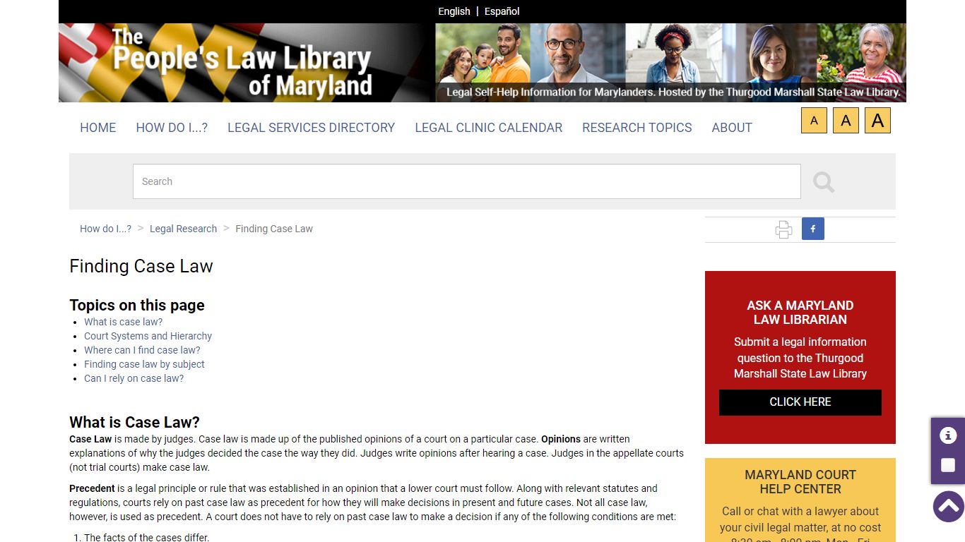 Finding Case Law | The Maryland People's Law Library