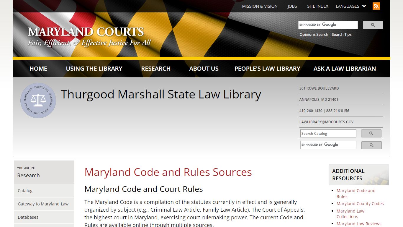 Maryland Code and Rules Sources | Maryland Courts