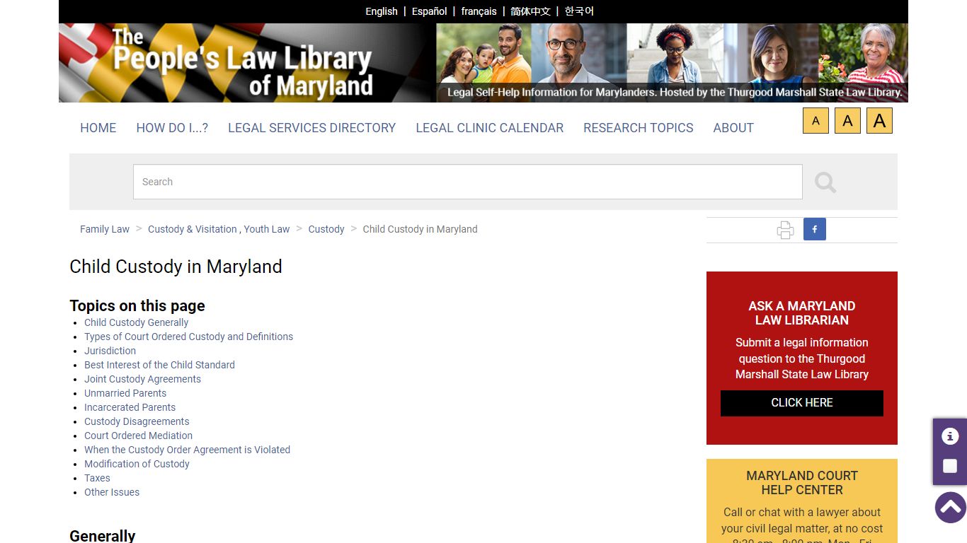 Child Custody in Maryland | The Maryland People's Law Library